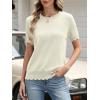 image:imageANRABESS Womens Short Sleeve Sweater Summer Sweaters Top Dressy Scalloped Loose Business Casual Vacation Outfits 2026Cream White