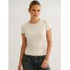image:imageANRABESS Womens Short Sleeve Tops Built in Bra 2026 Summer T Shirts Slim Fitted Going Out Y2K Basic Tee Vacation ClothesBeige