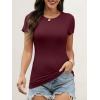 image:imageANRABESS Womens Short Sleeve Tops Built in Bra 2026 Summer T Shirts Slim Fitted Going Out Y2K Basic Tee Vacation ClothesBurgendy