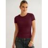 image:imageANRABESS Womens Short Sleeve Tops Built in Bra 2026 Summer T Shirts Slim Fitted Going Out Y2K Basic Tee Vacation ClothesBurgendy