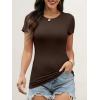 image:imageANRABESS Womens Short Sleeve Tops Built in Bra 2026 Summer T Shirts Slim Fitted Going Out Y2K Basic Tee Vacation ClothesDark Brown