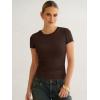 image:imageANRABESS Womens Short Sleeve Tops Built in Bra 2026 Summer T Shirts Slim Fitted Going Out Y2K Basic Tee Vacation ClothesDark Brown