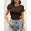 image:imageANRABESS Womens Short Sleeve Tops Built in Bra 2026 Summer T Shirts Slim Fitted Going Out Y2K Basic Tee Vacation ClothesDark Brown