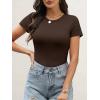 image:imageANRABESS Womens Short Sleeve Tops Built in Bra 2026 Summer T Shirts Slim Fitted Going Out Y2K Basic Tee Vacation ClothesDark Brown