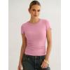 image:imageANRABESS Womens Short Sleeve Tops Built in Bra 2026 Summer T Shirts Slim Fitted Going Out Y2K Basic Tee Vacation ClothesDusty Pink