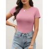 image:imageANRABESS Womens Short Sleeve Tops Built in Bra 2026 Summer T Shirts Slim Fitted Going Out Y2K Basic Tee Vacation ClothesDusty Pink