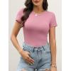 image:imageANRABESS Womens Short Sleeve Tops Built in Bra 2026 Summer T Shirts Slim Fitted Going Out Y2K Basic Tee Vacation ClothesDusty Pink