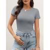 image:imageANRABESS Womens Short Sleeve Tops Built in Bra 2026 Summer T Shirts Slim Fitted Going Out Y2K Basic Tee Vacation ClothesGrey