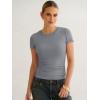 image:imageANRABESS Womens Short Sleeve Tops Built in Bra 2026 Summer T Shirts Slim Fitted Going Out Y2K Basic Tee Vacation ClothesGrey