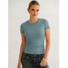 image:imageANRABESS Womens Short Sleeve Tops Built in Bra 2026 Summer T Shirts Slim Fitted Going Out Y2K Basic Tee Vacation ClothesGrey Green