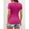 image:imageANRABESS Womens Short Sleeve Tops Built in Bra 2026 Summer T Shirts Slim Fitted Going Out Y2K Basic Tee Vacation ClothesHot Pink