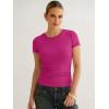 image:imageANRABESS Womens Short Sleeve Tops Built in Bra 2026 Summer T Shirts Slim Fitted Going Out Y2K Basic Tee Vacation ClothesHot Pink