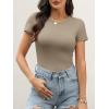 image:imageANRABESS Womens Short Sleeve Tops Built in Bra 2026 Summer T Shirts Slim Fitted Going Out Y2K Basic Tee Vacation ClothesKhaki