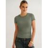 image:imageANRABESS Womens Short Sleeve Tops Built in Bra 2026 Summer T Shirts Slim Fitted Going Out Y2K Basic Tee Vacation ClothesOlive