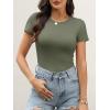 image:imageANRABESS Womens Short Sleeve Tops Built in Bra 2026 Summer T Shirts Slim Fitted Going Out Y2K Basic Tee Vacation ClothesOlive