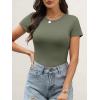 image:imageANRABESS Womens Short Sleeve Tops Built in Bra 2026 Summer T Shirts Slim Fitted Going Out Y2K Basic Tee Vacation ClothesOlive