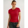 image:imageANRABESS Womens Short Sleeve Tops Built in Bra 2026 Summer T Shirts Slim Fitted Going Out Y2K Basic Tee Vacation ClothesRed