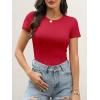 image:imageANRABESS Womens Short Sleeve Tops Built in Bra 2026 Summer T Shirts Slim Fitted Going Out Y2K Basic Tee Vacation ClothesRed