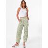 image:imageANRABESS Womens Striped Gingham Pants Summer Lounge Cute PJ Bottom Plaid Pants Casual Wide Leg Beach Trouser with PocketsArmy Green White Plaid