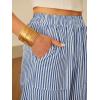 image:imageANRABESS Womens Striped Gingham Pants Summer Lounge Cute PJ Bottom Plaid Pants Casual Wide Leg Beach Trouser with PocketsBlue White Stripe