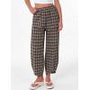 image:imageANRABESS Womens Striped Gingham Pants Summer Lounge Cute PJ Bottom Plaid Pants Casual Wide Leg Beach Trouser with PocketsMulti Coffee Plaid