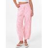 image:imageANRABESS Womens Striped Gingham Pants Summer Lounge Cute PJ Bottom Plaid Pants Casual Wide Leg Beach Trouser with PocketsPink White Plaid