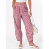image:imageANRABESS Womens Striped Gingham Pants Summer Lounge Cute PJ Bottom Plaid Pants Casual Wide Leg Beach Trouser with PocketsRed White Plaid