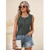 image:imageANRABESS Womens Tank Top Waffle Knit Sleeveless Henley Shirts 2026 Summer Loose Button Up V Neck Dressy Casual Tops ClothesArmy Green