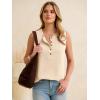 image:imageANRABESS Womens Tank Top Waffle Knit Sleeveless Henley Shirts 2026 Summer Loose Button Up V Neck Dressy Casual Tops ClothesBeige
