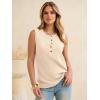 image:imageANRABESS Womens Tank Top Waffle Knit Sleeveless Henley Shirts 2026 Summer Loose Button Up V Neck Dressy Casual Tops ClothesBeige