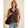 image:imageANRABESS Womens Tank Top Waffle Knit Sleeveless Henley Shirts 2026 Summer Loose Button Up V Neck Dressy Casual Tops ClothesBrown