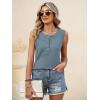 image:imageANRABESS Womens Tank Top Waffle Knit Sleeveless Henley Shirts 2026 Summer Loose Button Up V Neck Dressy Casual Tops ClothesDusty Blue