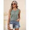 image:imageANRABESS Womens Tank Top Waffle Knit Sleeveless Henley Shirts 2026 Summer Loose Button Up V Neck Dressy Casual Tops ClothesGray Green