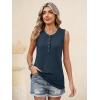 image:imageANRABESS Womens Tank Top Waffle Knit Sleeveless Henley Shirts 2026 Summer Loose Button Up V Neck Dressy Casual Tops ClothesNavy Blue