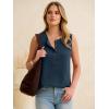 image:imageANRABESS Womens Tank Top Waffle Knit Sleeveless Henley Shirts 2026 Summer Loose Button Up V Neck Dressy Casual Tops ClothesNavy Blue