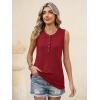 image:imageANRABESS Womens Tank Top Waffle Knit Sleeveless Henley Shirts 2026 Summer Loose Button Up V Neck Dressy Casual Tops ClothesRed