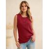 image:imageANRABESS Womens Tank Top Waffle Knit Sleeveless Henley Shirts 2026 Summer Loose Button Up V Neck Dressy Casual Tops ClothesRed