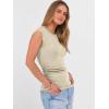 image:imageANRABESS Womens Tops Cap Sleeve Crewneck Shirts Casual Ribbed Knit Slim Fit Ruched Summer Basic Tee Tank 2026 Trendy ClothesBeige