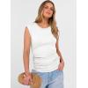 image:imageANRABESS Womens Tops Cap Sleeve Crewneck Shirts Casual Ribbed Knit Slim Fit Ruched Summer Basic Tee Tank 2026 Trendy ClothesWhite