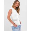 image:imageANRABESS Womens Tops Cap Sleeve Crewneck Shirts Casual Ribbed Knit Slim Fit Ruched Summer Basic Tee Tank 2026 Trendy ClothesWhite