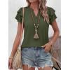image:imageANRABESS Womens Tops Dressy Casual Ruffle Short Sleeve V Neck Blouses Summer Button Down Business Work Elegant ShirtsArmy Green