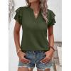 image:imageANRABESS Womens Tops Dressy Casual Ruffle Short Sleeve V Neck Blouses Summer Button Down Business Work Elegant ShirtsArmy Green