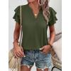 image:imageANRABESS Womens Tops Dressy Casual Ruffle Short Sleeve V Neck Blouses Summer Button Down Business Work Elegant ShirtsArmy Green