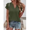 image:imageANRABESS Womens Tops Dressy Casual Ruffle Short Sleeve V Neck Blouses Summer Button Down Business Work Elegant ShirtsArmy Green