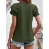 image:imageANRABESS Womens Tops Dressy Casual Ruffle Short Sleeve V Neck Blouses Summer Button Down Business Work Elegant ShirtsArmy Green