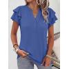 image:imageANRABESS Womens Tops Dressy Casual Ruffle Short Sleeve V Neck Blouses Summer Button Down Business Work Elegant ShirtsBlue