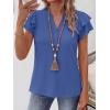 image:imageANRABESS Womens Tops Dressy Casual Ruffle Short Sleeve V Neck Blouses Summer Button Down Business Work Elegant ShirtsBlue