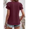 image:imageANRABESS Womens Tops Dressy Casual Ruffle Short Sleeve V Neck Blouses Summer Button Down Business Work Elegant ShirtsBurgundy