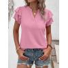 image:imageANRABESS Womens Tops Dressy Casual Ruffle Short Sleeve V Neck Blouses Summer Button Down Business Work Elegant ShirtsLight Pink