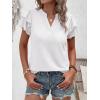 image:imageANRABESS Womens Tops Dressy Casual Ruffle Short Sleeve V Neck Blouses Summer Button Down Business Work Elegant ShirtsWhite